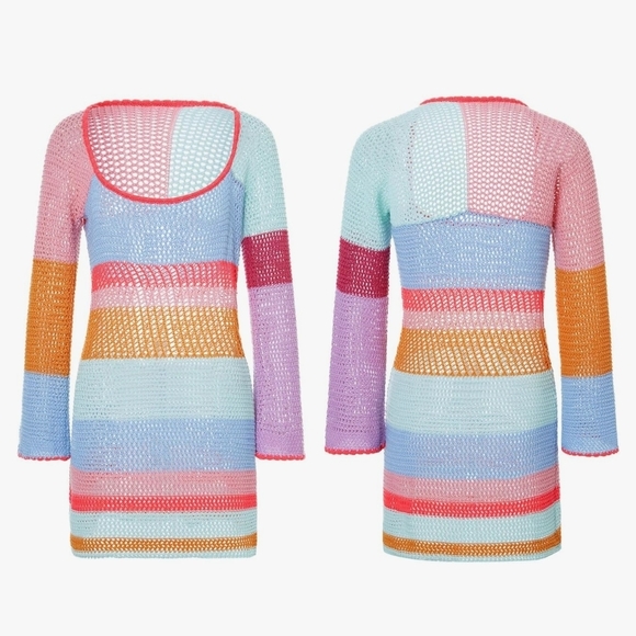 Multicolor Crochet Swim Coverup (T33) - Picture 4 of 7